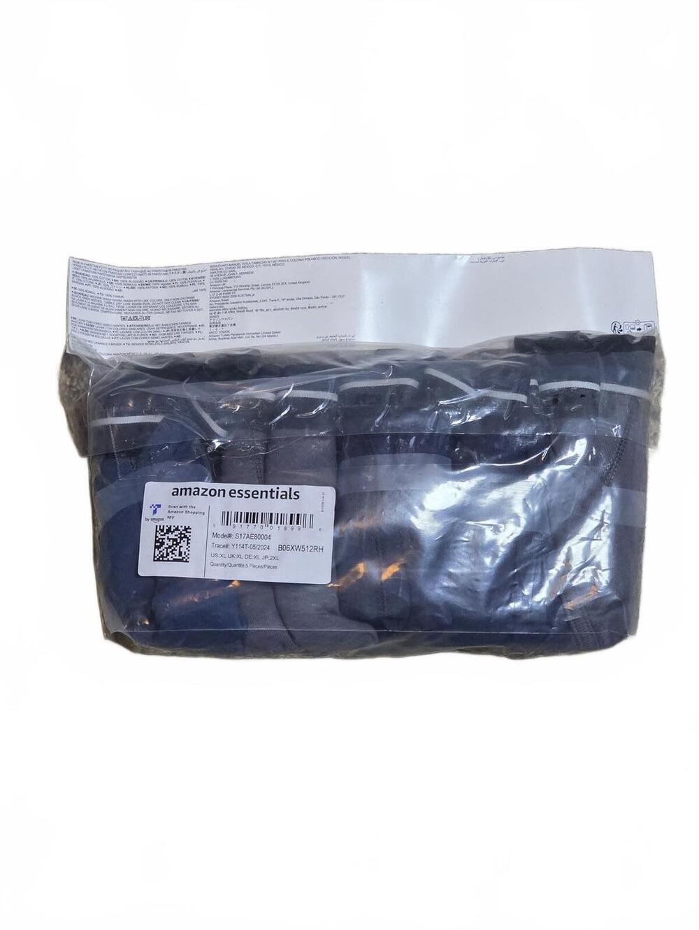 Amazon Essentials Men Comfortable Cotton Tag-Free Boxer Brief, Pack of 5 X-Large